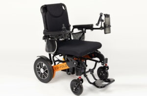 Black and orange EziFold electric wheelchair