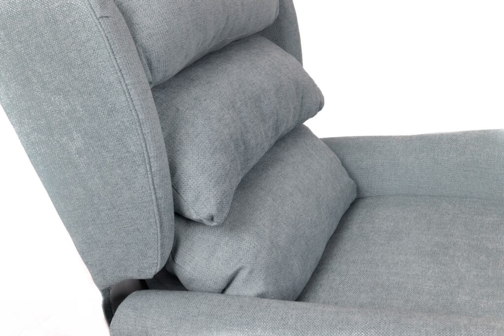 Close up of waterfall back cushions on a riser recliner chair