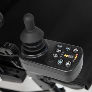 Controls and buttons on the Ezifold Traveller powerchair
