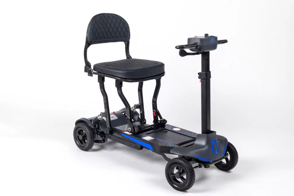 Front side view of Supa Carbon Lite mobility scooter