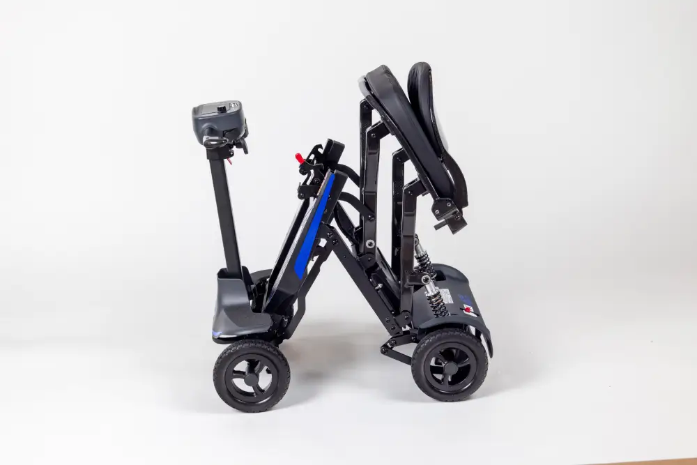 Folded Supa Carbon Lite mobility scooter - side angle